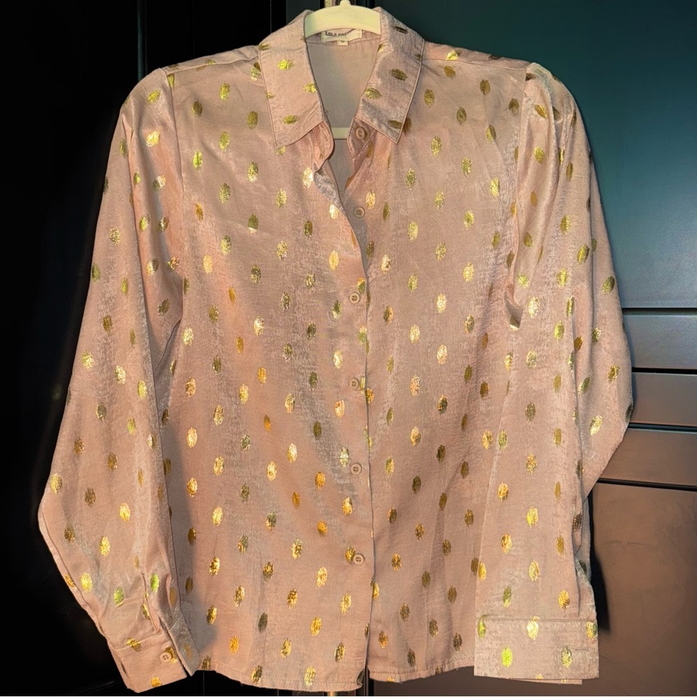 Lala Factory Elegant Gold Polka Dot Women's Top